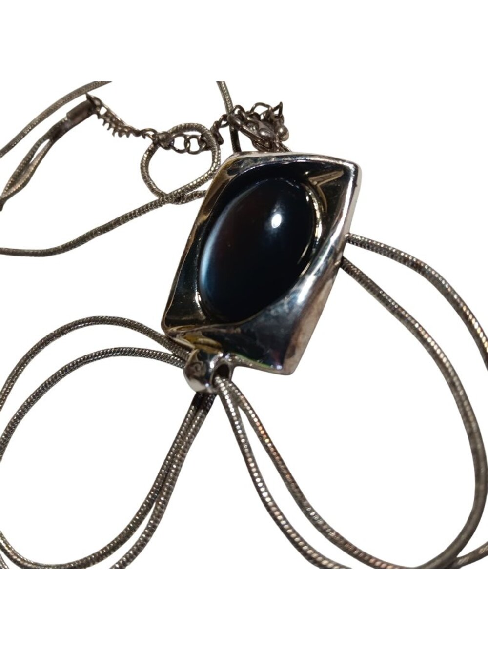 Vintage DOUBLE STRAND NECKLACE  KC DESIGNS Purple Glass PENDANT